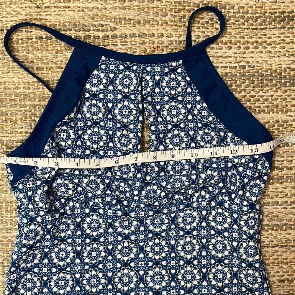 Ellen Tracy Blue Patterned Tankini Size 8 - Picture 8 of 14